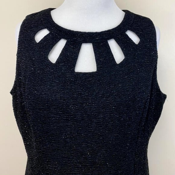 Alyx 18 Black Silver Glitter Sparkle Keyhole Cutout Neckline Dress Crinkle - Picture 3 of 6